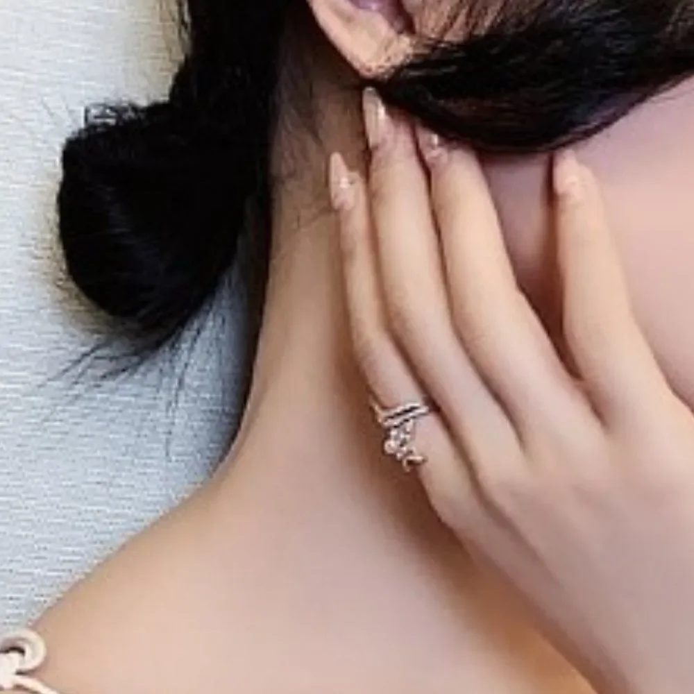 Rose Gold Pearl Star Ring Encased with Diamonds